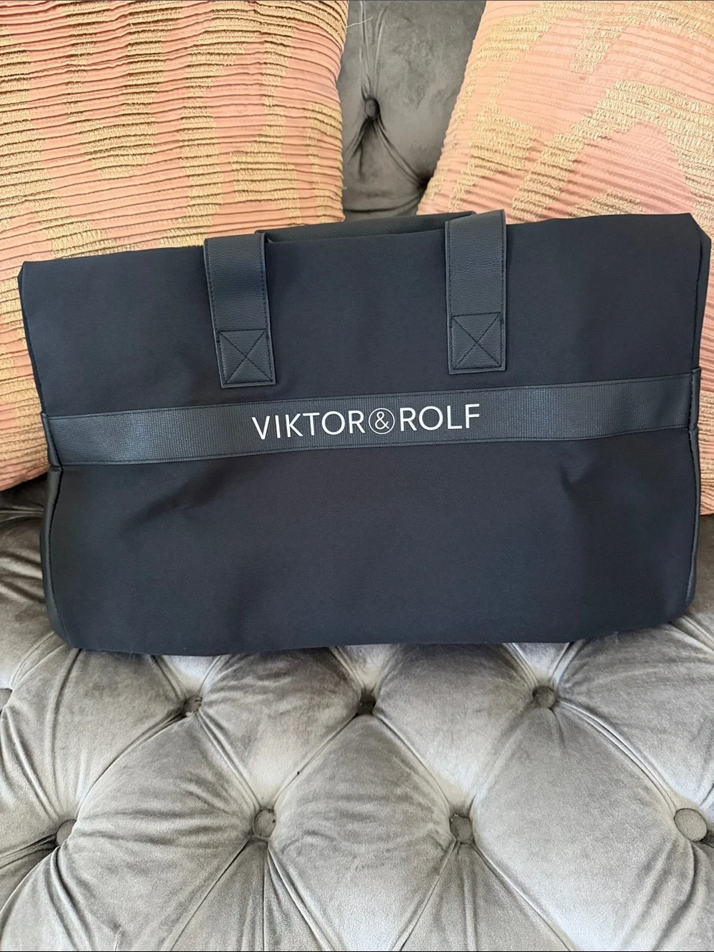Viktor & Rolf Black Canvas Travel Weekender Tote